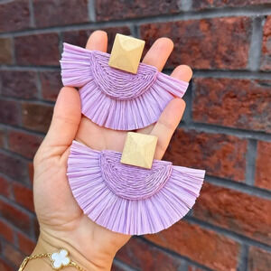 Anthro Lavender Sky Rattan Bohemian Earrings